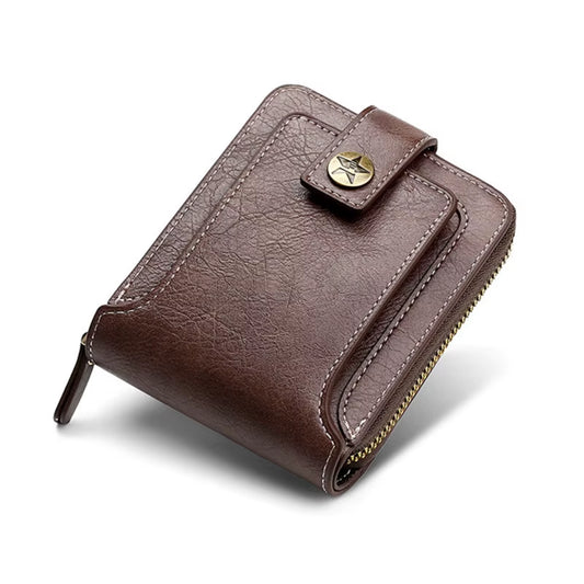 Leather Men’S Wallet Luxury Mens Purse Male Zipper Card Holders with Coin Pocket Rfid Wallets Gifts for Men Money Bag