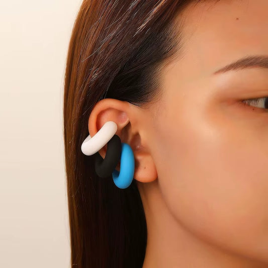 Fashion 4Pcs C Shaped Acrylic Ear Clip for Women Simple Gold Silver Color No Pierced round Earrings Punk Female Jewelry