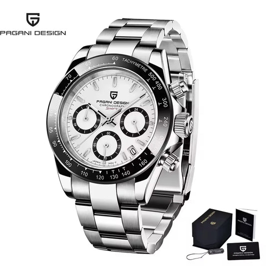 40Mm New V2  Men'S Quartz Watches Sapphire Retro Chronograph Stainless Steel Waterproof Watch Men Relogio Masculino