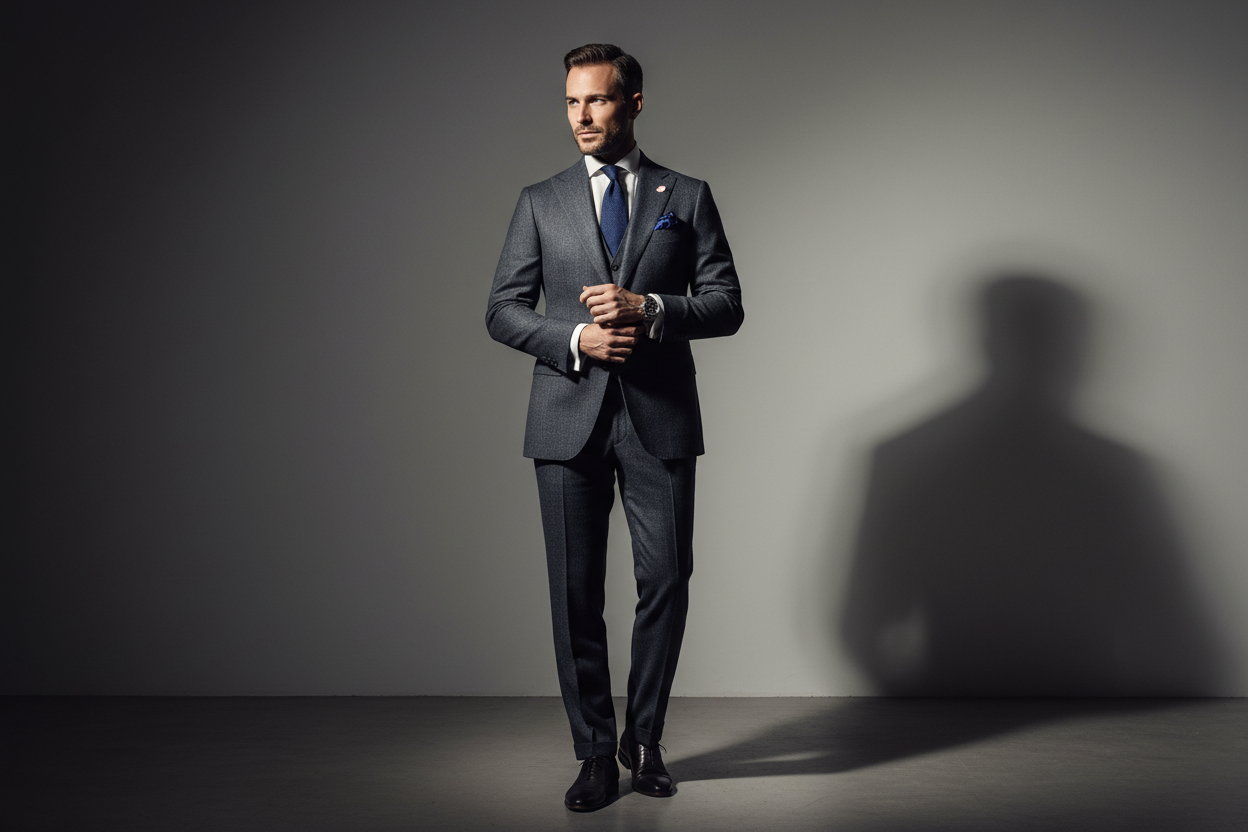 Photo ad of a man wearing a luxury cloth